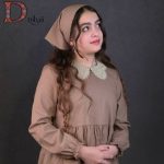 پیراهن نسکافه ای خال‌دار