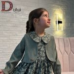 کت سارافون دخترانه عمده سبز ماچا گل‌دار